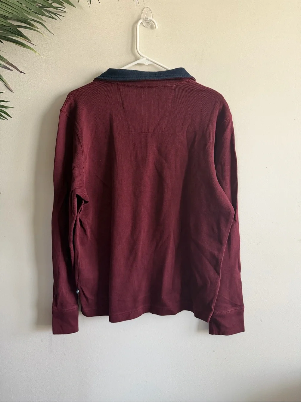 Nautica Men's Burgundy Half-Zip Sweater with Navy Trim